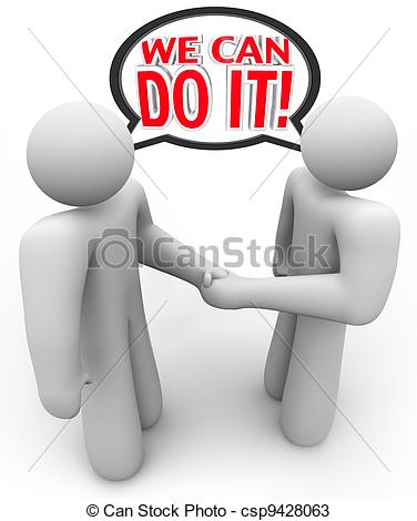 Stock Illustration   We Can Do It Two People Speech Bubble Handshake