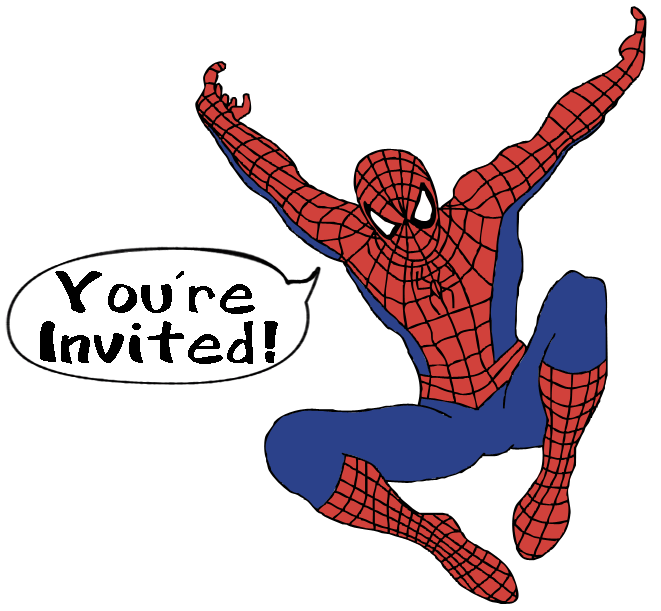 You Re Invited  Clip Art Image Of Spiderman Leaping Through The Air