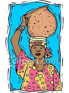 African Woman Carrying A Water Pot On Her Head Royalty Free Clipart