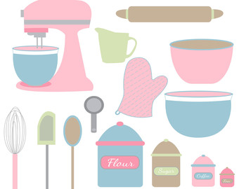Baking Clipart Kitchen Utensils Mix Er Instant Download