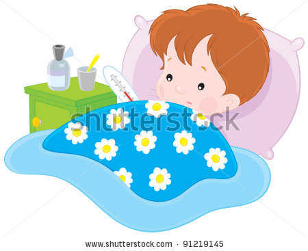 Boy Sick In Bed Clip Art
