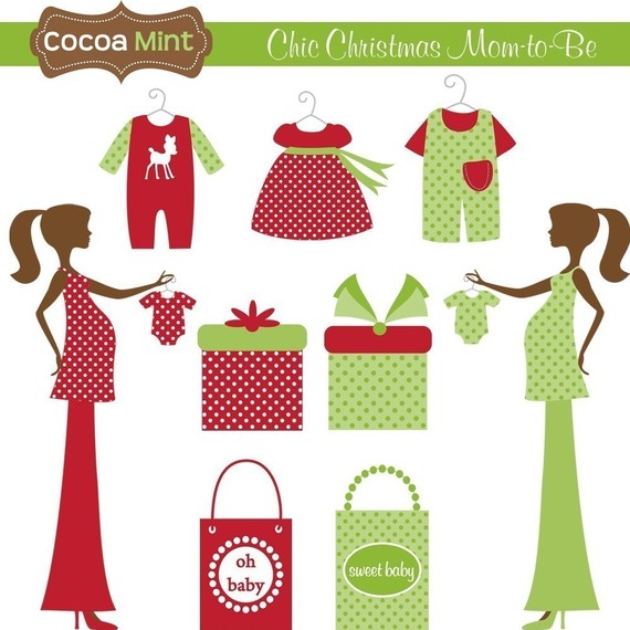 Chic Christmas Mom To Be Clip Art By Cocoamint On Etsy