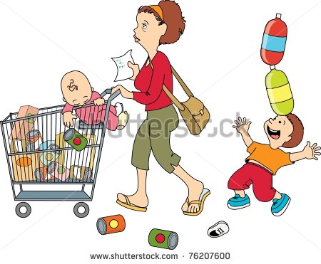 Children Shopping Clipart Mom Shopping With Children