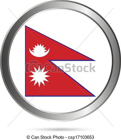 Clipart Vector Of Nepal Flag Button   Nepal Flag Button On A White