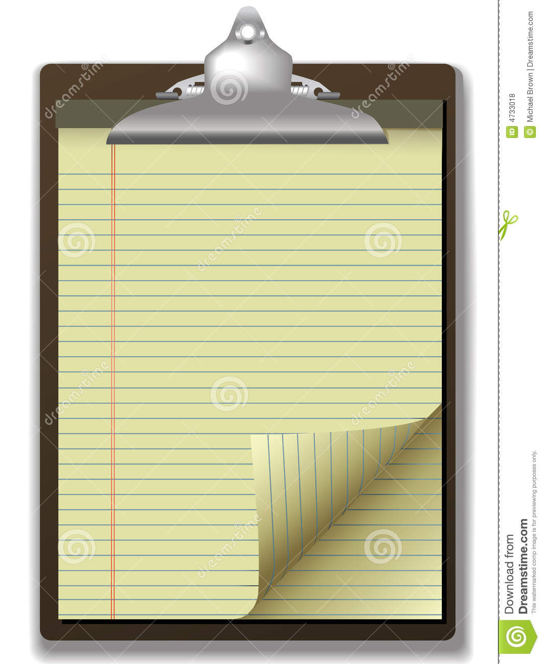 Clipboard Yellow Legal Pad Corner Paper Page Curl Royalty Free Stock