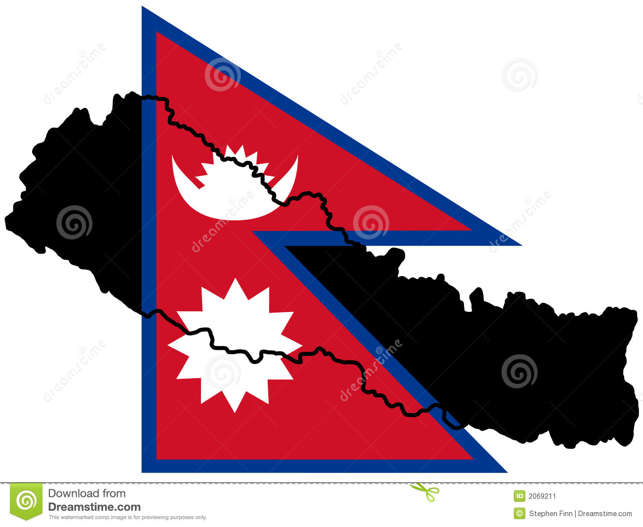 Map Of Nepal And Nepalese Flag Illustration