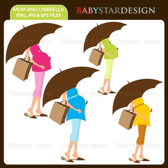 Mom And Umbrella Clipart Set By Babystardesign On Etsy  5 00