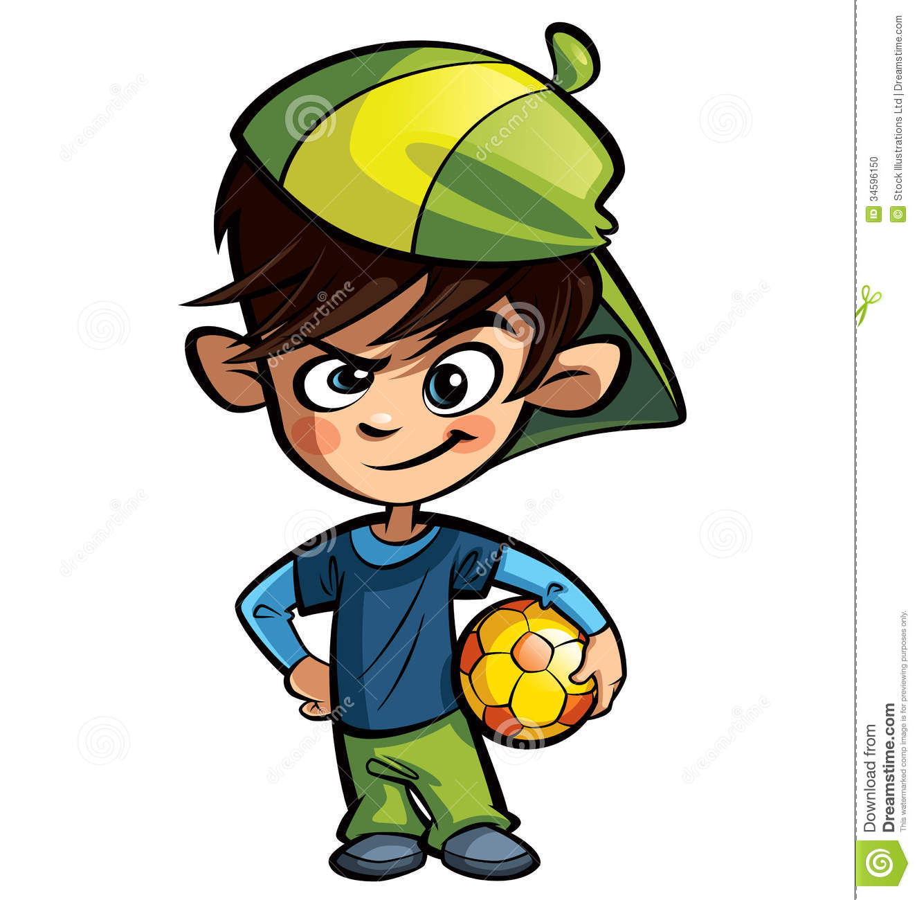 Naughty Boy Holding A Football Ball Stock Photo   Image  34596150