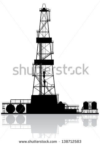 Oil Rig Silhouette  Detailed Vector Illustration Isolated On White