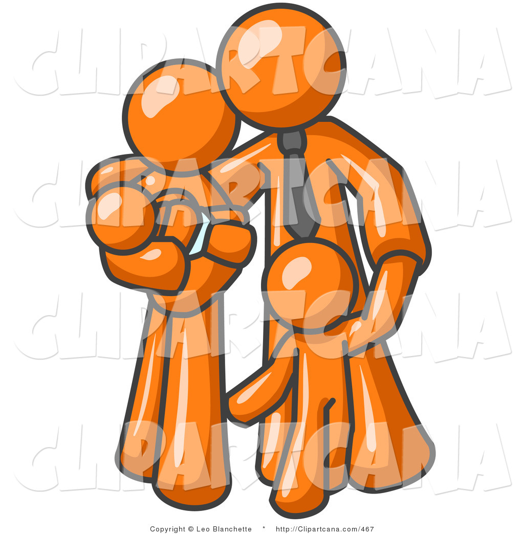 Vector Clip Art Of An Orange Family Businessman A Father Hugging His    