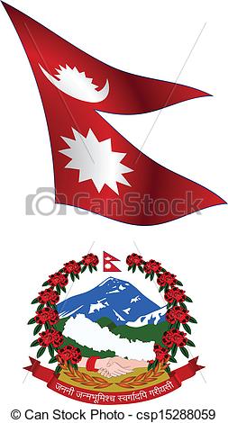 Vector   Nepal Wavy Flag And Coat   Stock Illustration Royalty Free