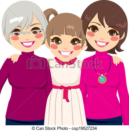 Vector   Three Generation Family Women   Stock Illustration Royalty