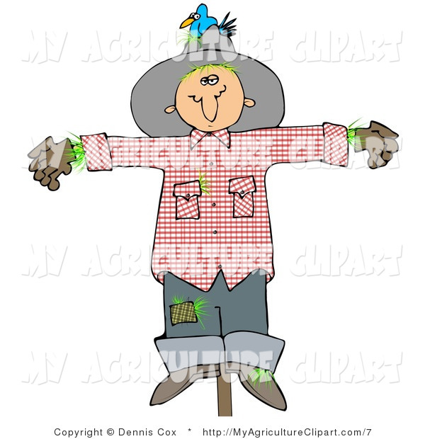 Agriculture Clipart Of A Depressed Caucasian Scarecrow On A Post With    