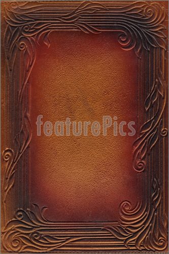 Brown And Red Leathercraft Tooled Vintage Book Cover With Texture And    