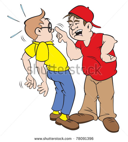 Cartoon Art Of A Bully Confronting Another Boy On The School Grounds    