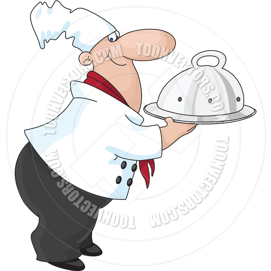 Cartoon Chef Carrying Serving Dish By Polkan   Toon Vectors Eps  13488