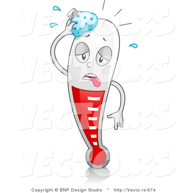Cartoon Vector Of A Thermometer With A Fever By Bnp Design Studio    