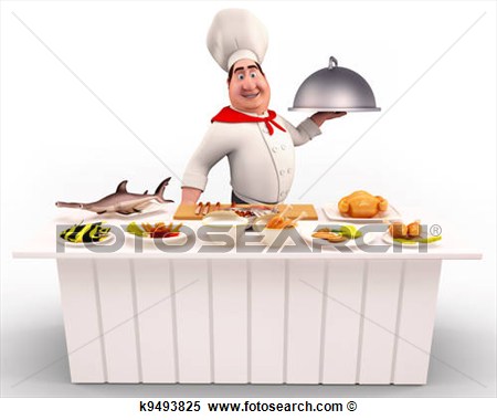   Chef Cooking Nonveg On The Table  Fotosearch   Search Clipart    