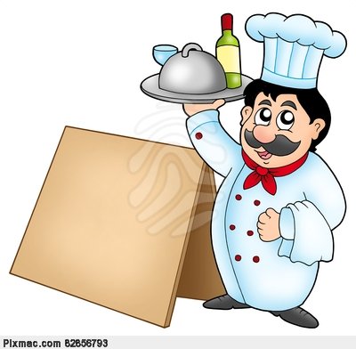 Chef Holding Meal With Wooden Table Chef Pixmac Clipart 82856793 Jpg