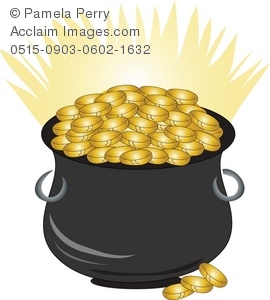 Clip Art Illustration Of A Pot Of Gold Coins