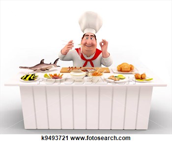 Clipart Of Chef Cooking Noodles On The Table K9493721   Search Clip    