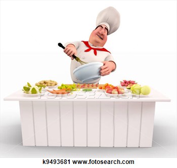 Clipart Of Chef Cooking With Lots Of Vegetable K9493681   Search Clip    