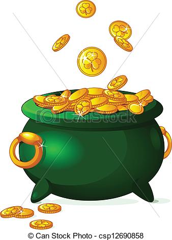 Clipart Vector Of Pot Of Gold   Pot Full Of Golden Coins St Patricks