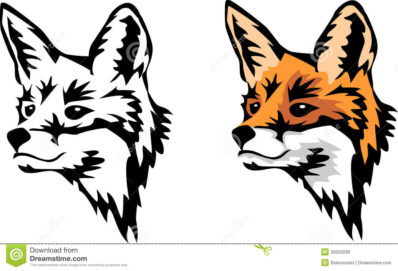 Fox Head Clip Art Head Of Red Fox   Color