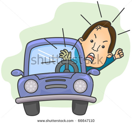 Illustration Of An Angry Driver Shouting While Blowing His Car S Horn