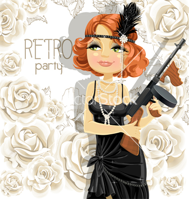 Mafia Girl Retro Party Vector Art   Download Invitation Vectors    