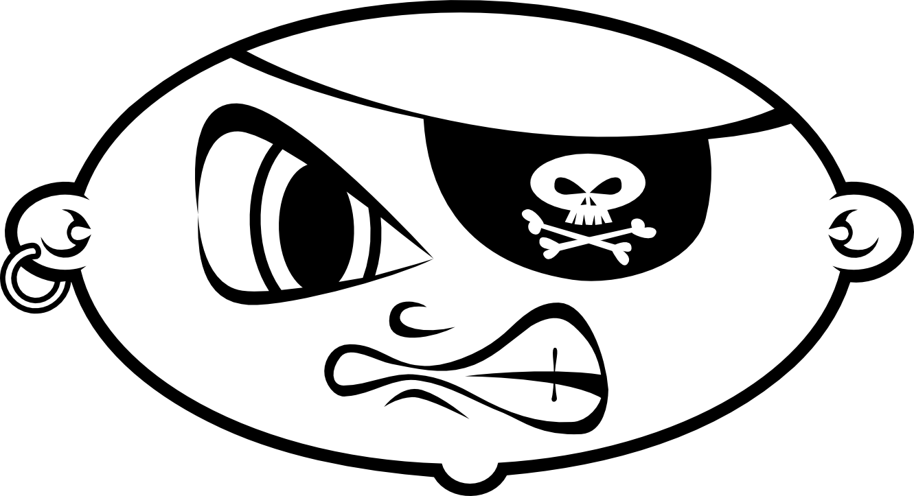 Pirate Clipart Black And White Mean Pirate Kid Black White Line Art