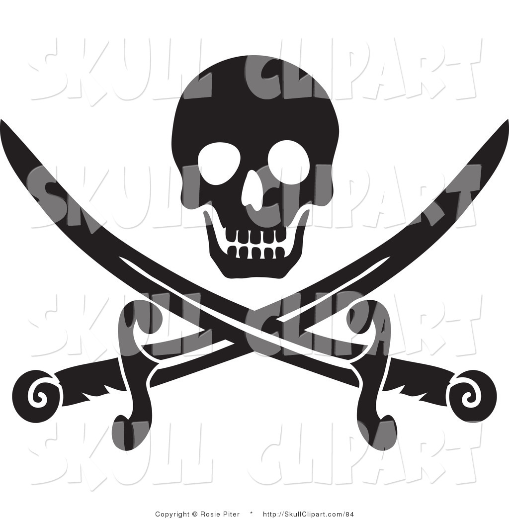 Pirate Clipart Black And White Vector Clip Art Of A Black Skull Over