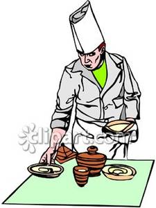 Restaurant Chef Clearing A Table Royalty Free Clipart Picture