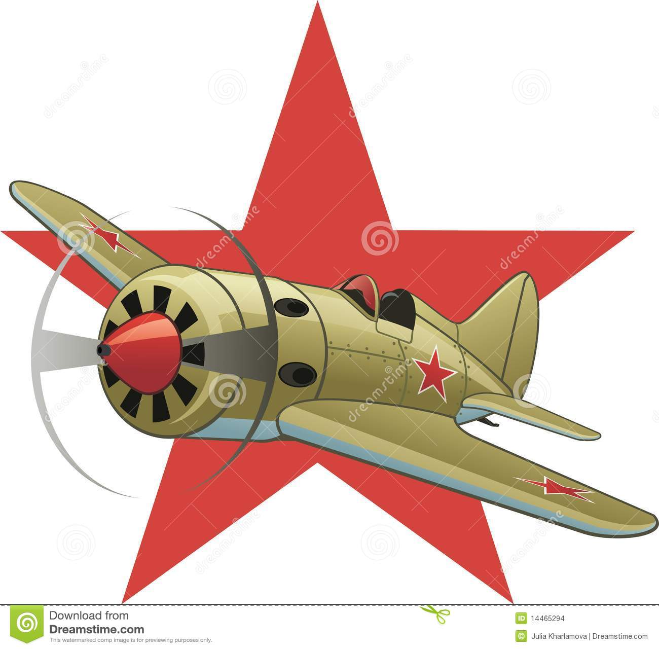 Russian Fighter Plane Of The Early Ww2 Era On The Soviet Red Star    