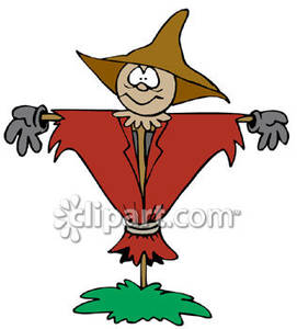 Scarecrow Wearing Gloves And A Hat Royalty Free Clipart Picture