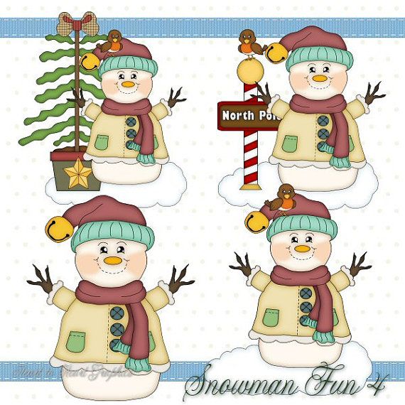 Snowman Fun 4   Digital Clipart