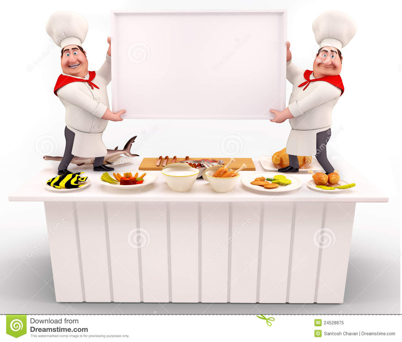 Stock Photo  Chef Holding White Sign On The Table  Image  24528875