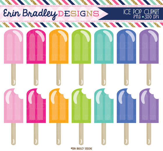 Summer Fun Digital Papers   Ice Pops Clipart