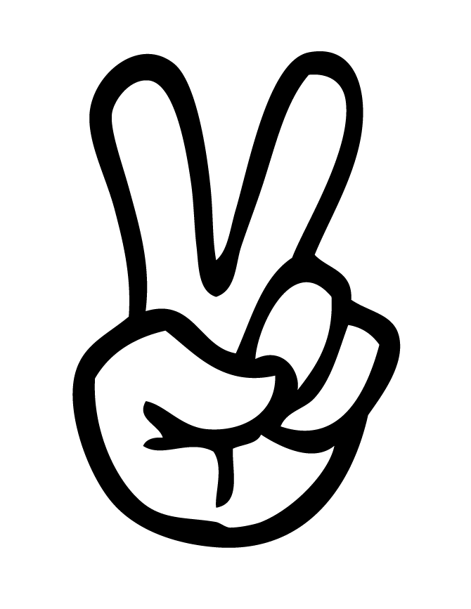 Two Finger Peace Sign Coloring Page 4   H   M Coloring Pages