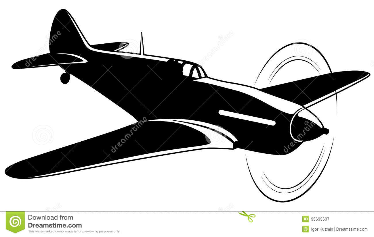 Vector Airplane Silhouette Old Fighter Plane 35633607 Jpg