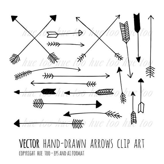 Vector Arrows Clip Art Tribal Arrow Clipart Archery Hand Drawn