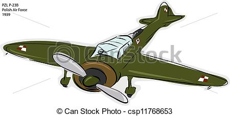 Vector   Pzl P 23b Ww2 Combat Plane   Stock Illustration Royalty Free