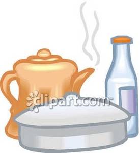With A Covered Dish And A Bottle Royalty Free Clipart Picture
