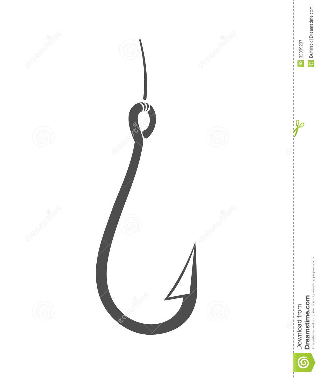 Black And White Fishing Hook Vector Illustration