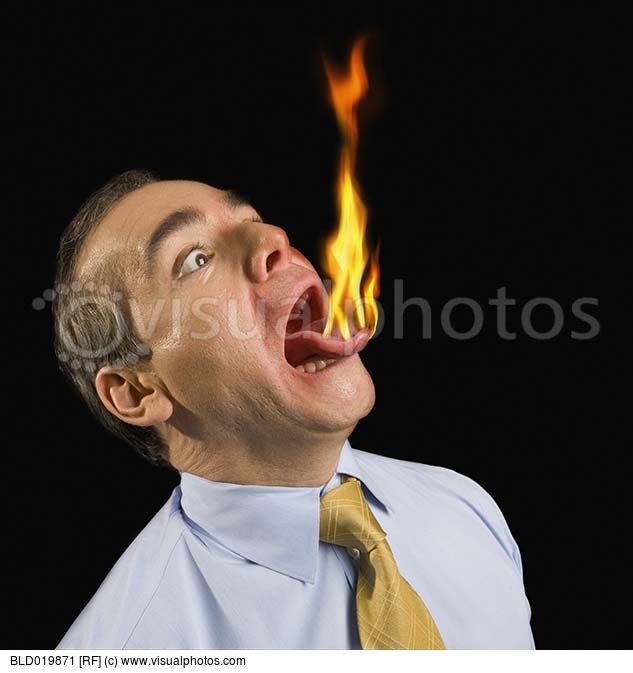 Businessman S Tongue On Fire   Stock Photos   Royalty Free   Royalty    