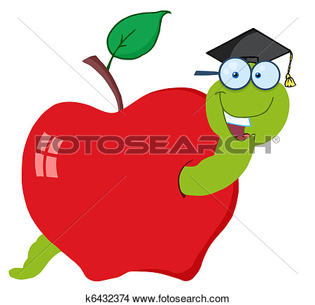 Clipart   Happy Graduate Worm In Apple  Fotosearch   Search Clip Art    