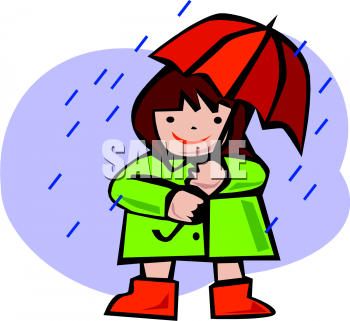 Clipart Picture Of A Small Girl Walking In The Rain