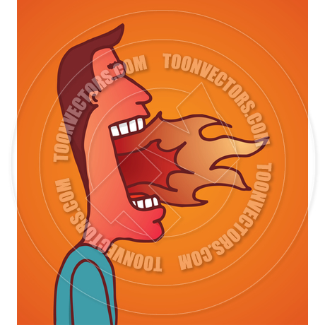Fire Burning In Man S Mouth By Curvabezier   Toon Vectors Eps  111694