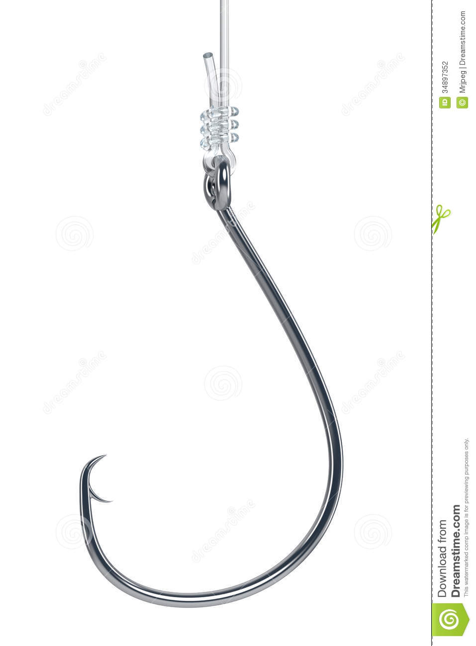 Fish Hook Fishing Line Isolated White Background Clipping Path