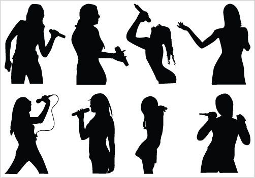 Girl Silhouette   Girls Singing Silhouette Clip Art Packcategory    
